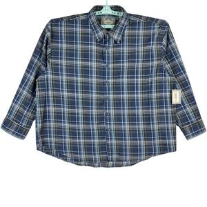 Bruno New York Men's Blue Plaid Button-Down Long Sleeve Shirt Size XL NWT